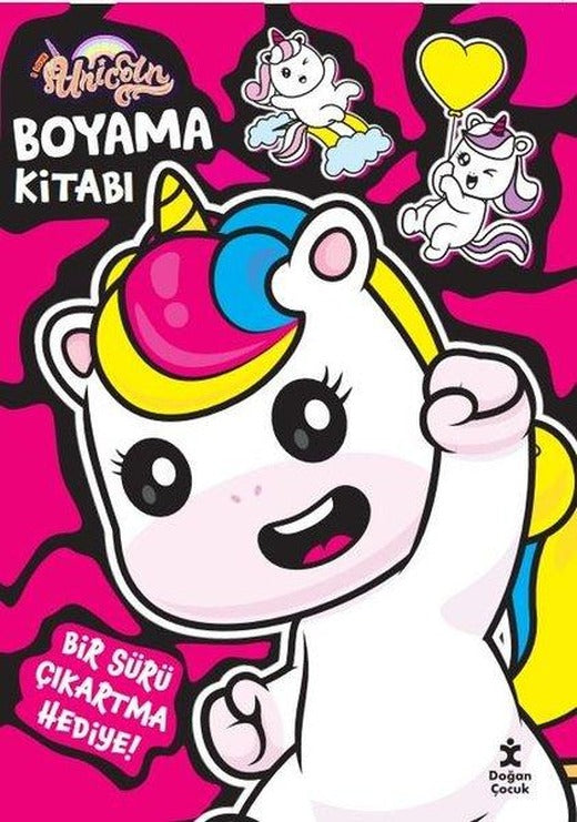 I Love Unicorn - Boyama Kitabı - Şeker Pembe - Bir Sürü Çıkartma Hediye! | Doğan Çocuk (İnce Kapak)