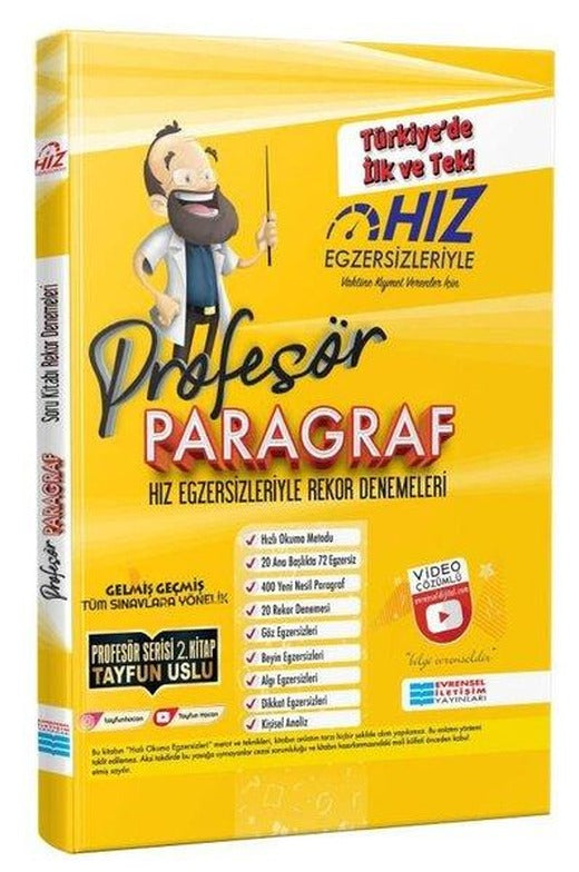 Profesör Paragraf - Hız Egzersizleriyle Rekor Denemeler Video Çözümlü | Evrensel İletişim Yayınları (İnce Kapak)