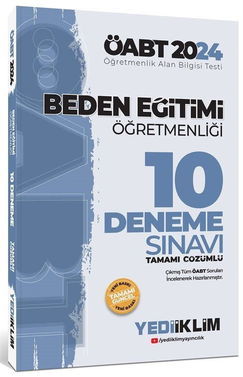 ÖABT Beden Eğitimi Öğretmenliği Tamamı Çözümlü 10 Deneme Sınavı | Yediiklim Yayınları (Ciltsiz)