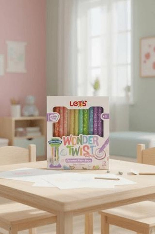 Let’s Wonder Twist Pastel Çevirmeli Mum Boya 12 Renk | Lets