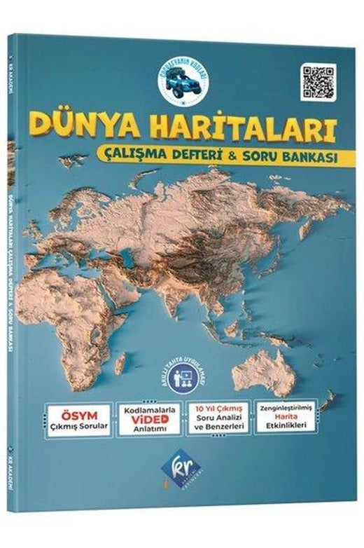 Coğrafyanın Kodları Dünya Haritaları Çalışma Defteri ve Soru Bankası | KR Akademi (İnce Kapak)
