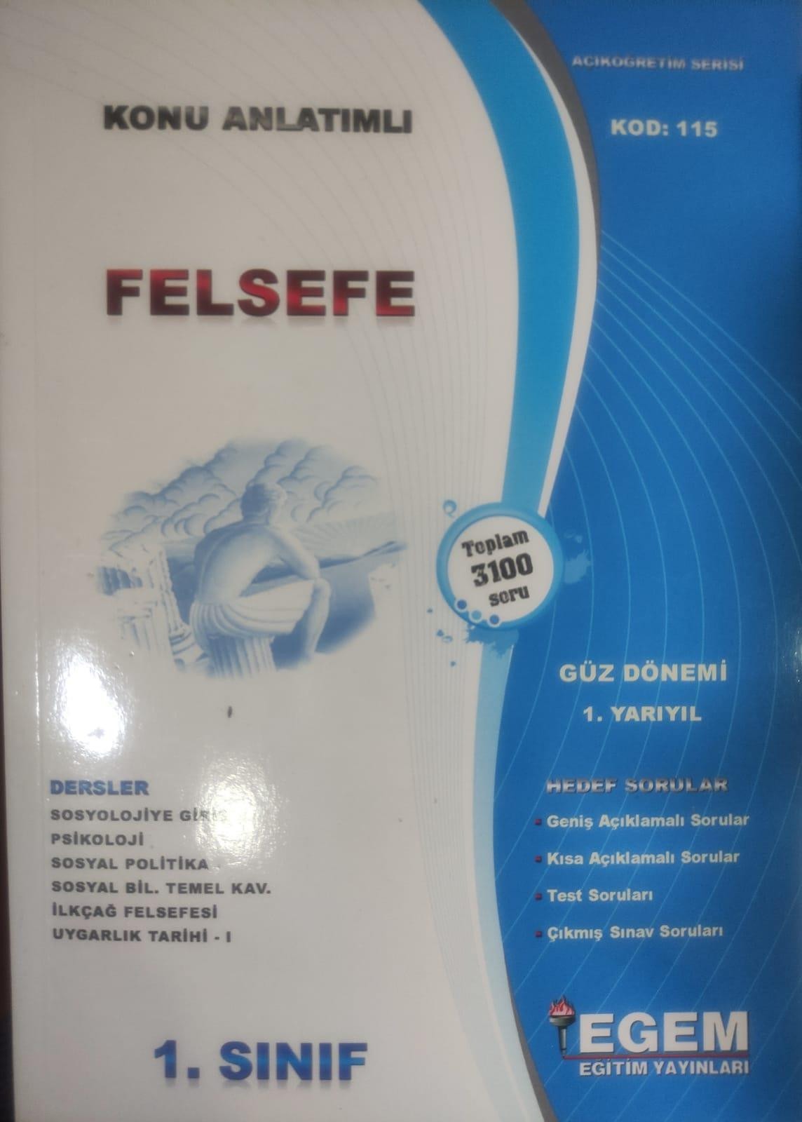 1. Sınıf 1. Yarıyıl Felsefe Hedef Sorular Konu Anlatımlı - Kod 115