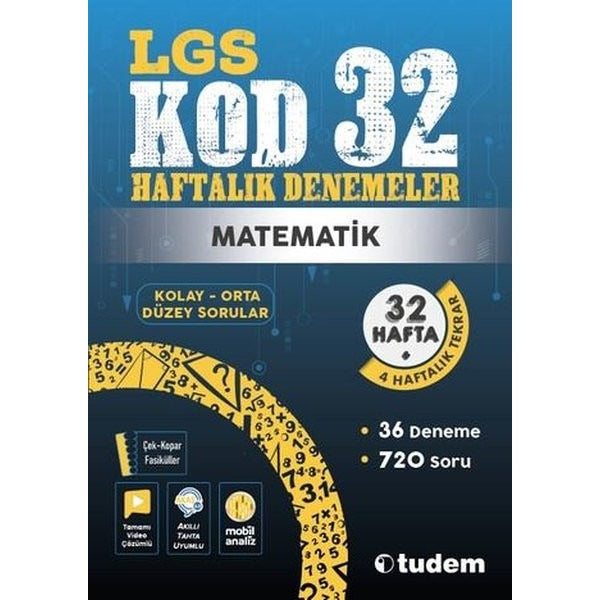 LGS Matematik Kod 32 - Haftalık Denemeler | Tudem Yayınları - Ders Kitapları (İnce Kapak)