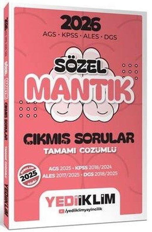 2026 AGS KPSS ALES DGS Sözel Mantık Tamamı Çözümlü Çıkmış Sorular | Yediiklim Yayınları (İnce Kapak)