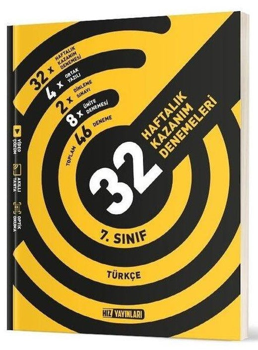 7. Sınıf Türkçe 32 Haftalık Kazanım Denemeleri | Hız Yayınları (İnce Kapak)