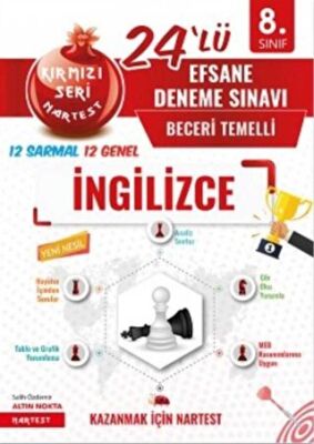 8. Sınıf Kırmızı Nar Efsane İngilizce 24 Deneme Sınavı (12 Sarmal + 12 Genel) - Kolektif kitap kapağı
