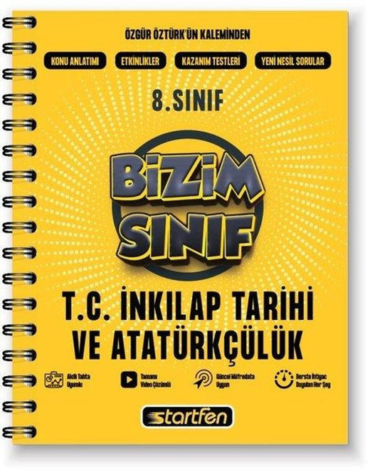 8. Sınıf Bizim Sınıf T.C. İnkılap Tarihi ve Atatürkçülük Etkinlikli Defteri | Startfen Yayınları (İnce Kapak)