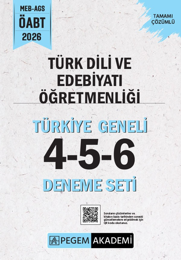 2026 MEB AGS ÖABT Türk Dili ve Edebiyatı Öğretmenliği Tamamı Çözümlü Türkiye Geneli 4-5-6 (3'lü Deneme Seti)