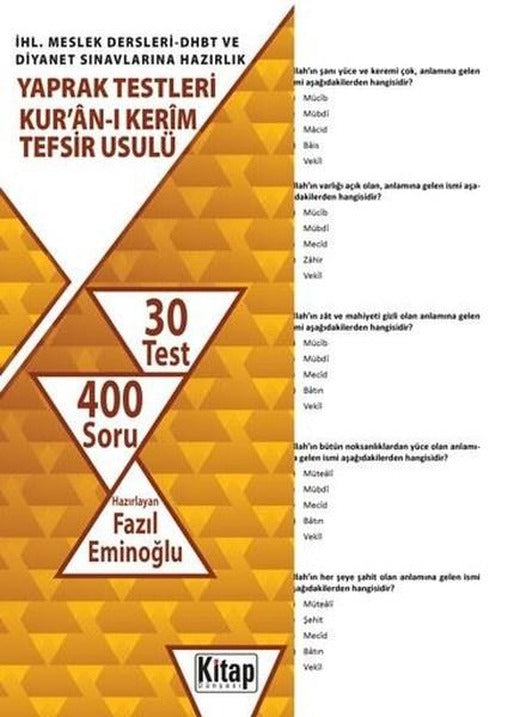 Kur'an-ı Kerim Tefsir Usulü-İHL.Meslek Dersleri DHBT ve Diyanet Sınavlarına Hazırlık Yaprak Testleri | Kitap Dünyası (İnce Kapak)