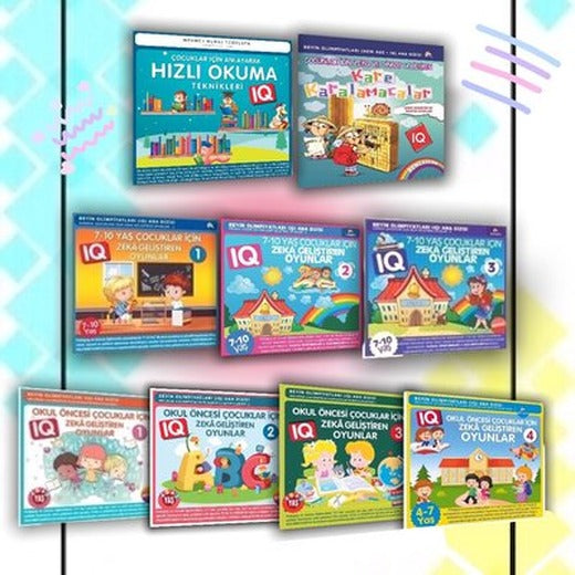 4-10 Yaş ve Üstü Çocuklar İçin IQ Zeka Geliştiren Oyunlar - 9 Kitap Takım | Ekinoks