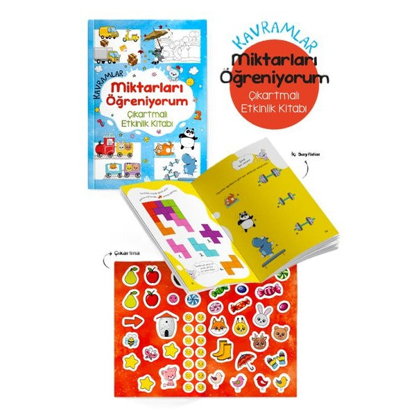 Kavramlar - Miktarları Öğreniyorum Çıkartmalı Etkinlik Kitabı 3 + Yaş | Bigkids Yayınları (İnce Kapak)