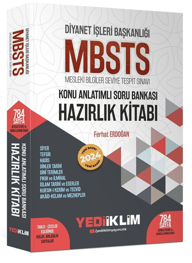 2024 Diyanet İşleri Başkanlığı MBSTS Konu Anlatımlı Soru Bankası Hazırlık Kitabı | Yediiklim Yayınları (Ciltsiz)