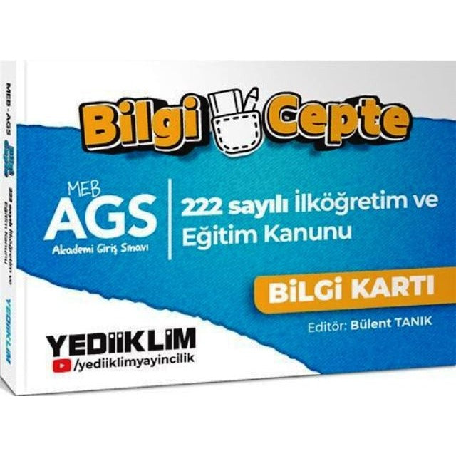 MEB AGS Bilgi Cepte 222 Sayılı İlköğretim ve Eğitim Kanunu Bilgi Kartı Soru - Cevap | Yediiklim Yayınları (İnce Kapak)