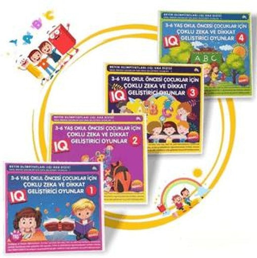 3 - 6 Yaş Okul Öncesi Çocuklar İçin Zeka ve Dikkat Geliştiren Oyunlar ( 4 Kitap Set)