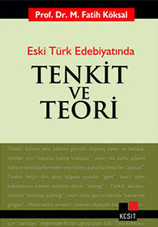 Eski Türk Edebiyatında Tenkit ve Teori | Kesit Yayınları