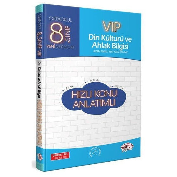 8.Sınıf VIP Din Kültürü ve Ahlak Bilgisi Hızlı Konu Anlatımlı | Editör (İnce Kapak)