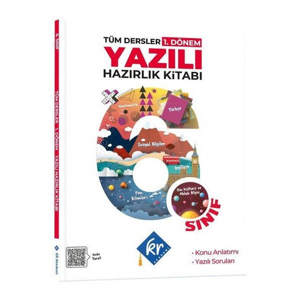 6. Sınıf Tüm Dersler 1. Dönem Yazılı Hazırlık Kitabı | KR Akademi (İnce Kapak)