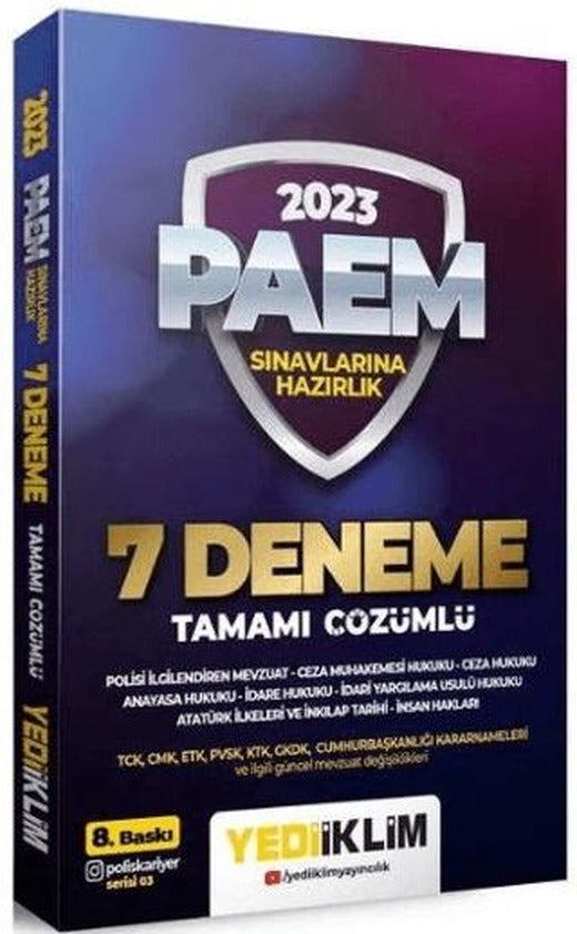 Yediiklim 2023 PAEM ve Misyon Koruma 7 Deneme Çözümlü | Yediiklim Yayınları (Ciltsiz)