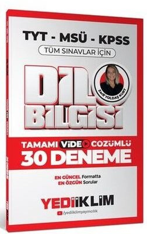 2025 KPSS MSÜ TYT Dil Bilgisi Tamamı Video Çözümlü Tüm Sınavlar için 30 Deneme | Yediiklim Yayınları (İnce Kapak)