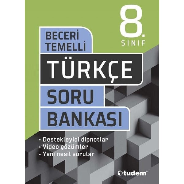 8.Sınıf Türkçe Beceri Temelli Soru Bankası | Tudem Yayınları - Ders Kitapları (İnce Kapak)