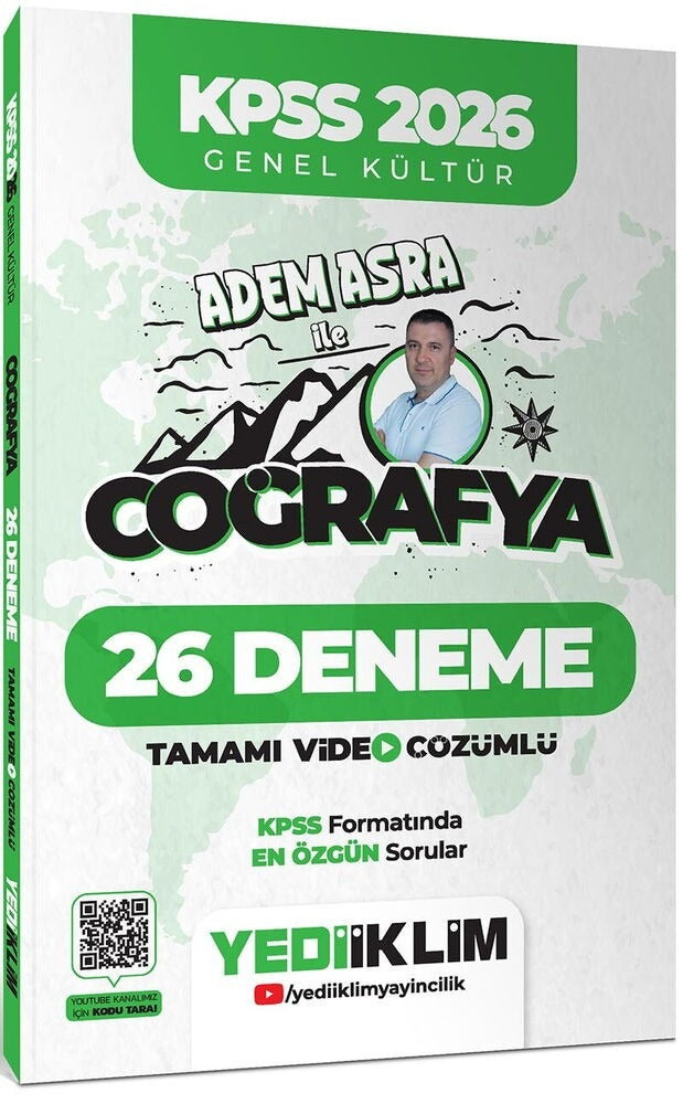 KPSS 2026 Genel Kültür Adem Asra ile Coğrafya Tamamı Video Çözümlü 26 Deneme