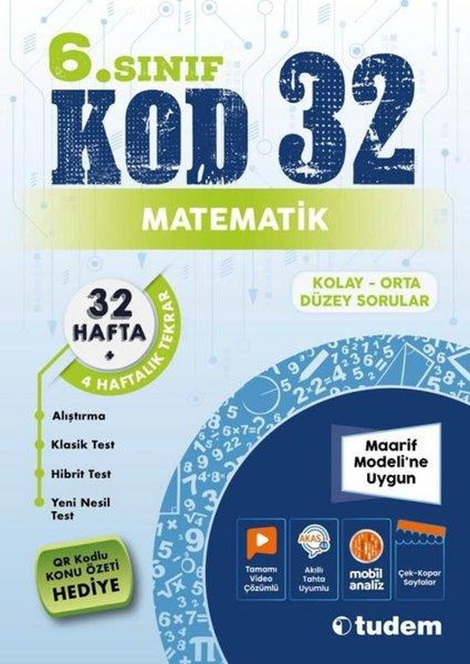 Matematik 6.Sınıf Kod 32 | Tudem Yayınları - Ders Kitapları (İnce Kapak)