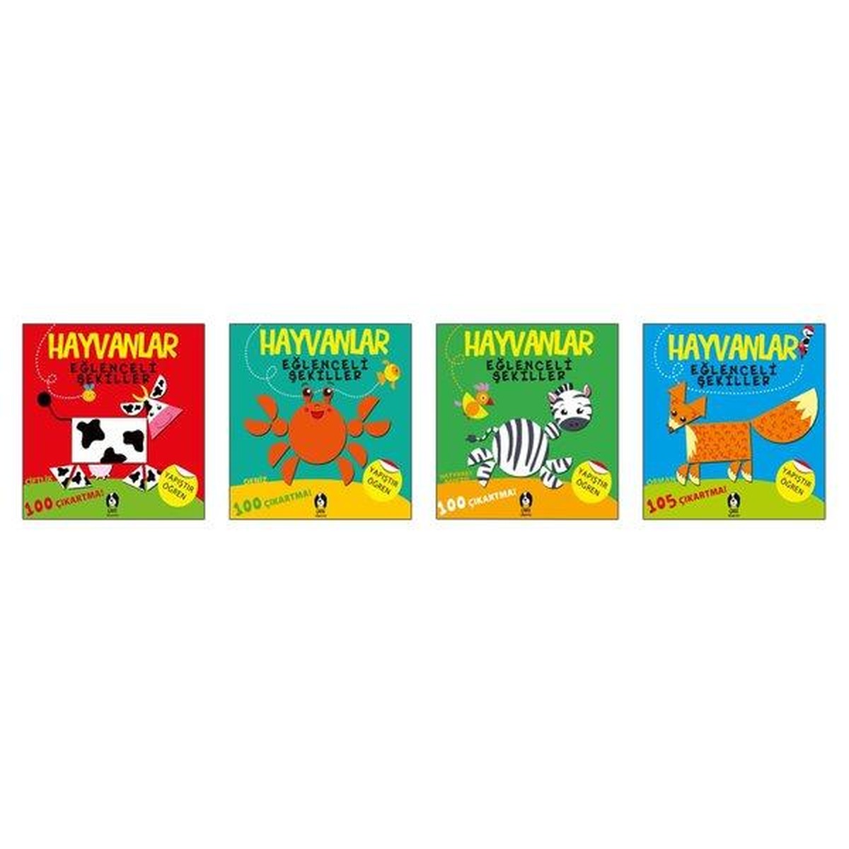 Hayvanlar Eğlenceli Şekiller Seti-4 Kitap Takım | Eksik Parça Yayınları (İnce Kapak)