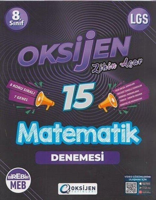 8. Sınıf Matematik 15'li Deneme | Oksijen Yayınları - Eğitim (İnce Kapak)