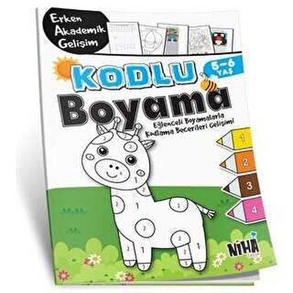 Kodlu Boyama 5 - 6 Yaş | Niha Çocuk (İnce Kapak)  - Resim 1
