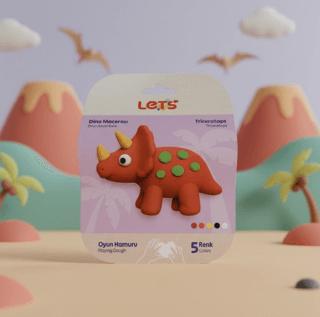 Let’s Mini Changelle 5 Renk Dino Macerası Triceratops Oyun Hamuru 120g | Lets - Resim 1