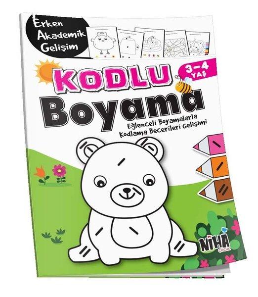 Kodlu Boyama 3 - 4 Yaş | Niha Çocuk (İnce Kapak)  - Resim 1