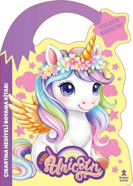 Unicorn - Yıldız Sensin! Çıkartma Hediyeli Boyama Kitabı | Doğan Çocuk (İnce Kapak)  - Resim 1