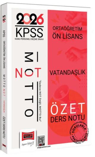 2026 KPSS Ortaöğretim Ön Lisans Motto Serisi Vatandaşlık Özet Ders Notu