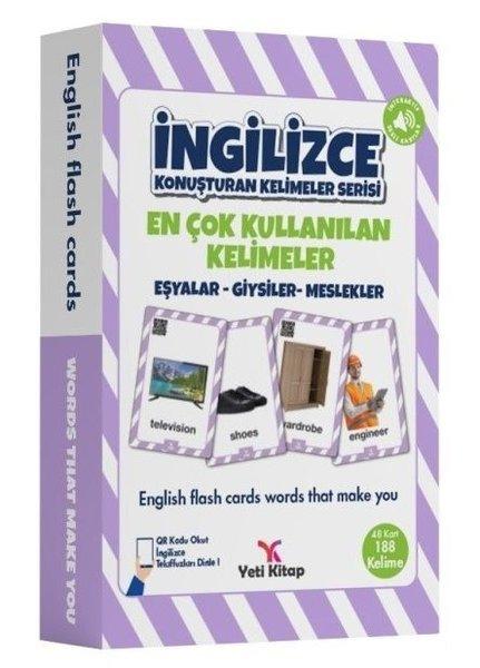 Eşyalar - Giysiler - Meslekler-İngilizce Konuşturan Kelime Kartları-En Çok Kullanılan Kelimeler | Yeti Kitap (İnce Kapak)  - Resim 1