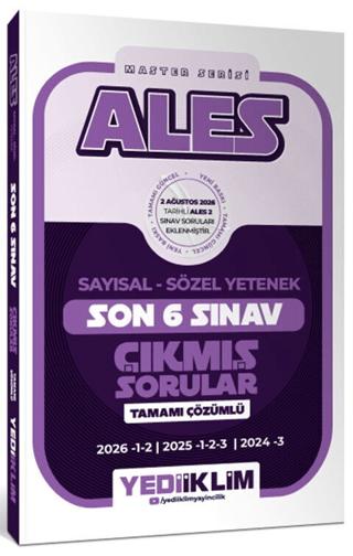 ALES Sayısal Sözel Yetenek Tamamı Çözümlü Master Serisi Son 6 Sınav Çıkmış Sorular | Yediiklim Yayınları (Ciltsiz)  - Resim 1
