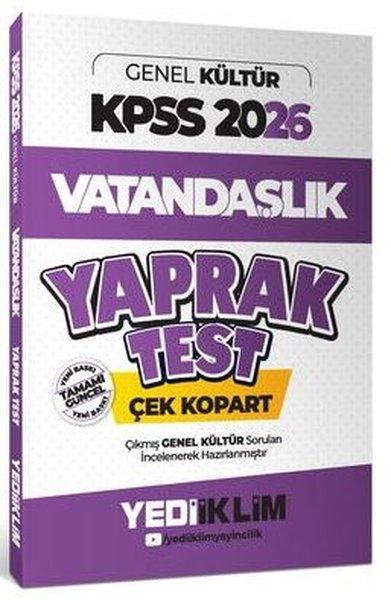 2026 KPSS Genel Kültür Vatandaşlık Çek Kopart Yaprak Test | Yediiklim Yayınları (İnce Kapak)  - Resim 1