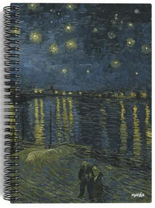 Vincent van Gogh - Starry Night Over the Rhone, 1888 / Spiralli Defter 04 - Çizgisiz - 100 Sayfa | Miosho - Resim 1