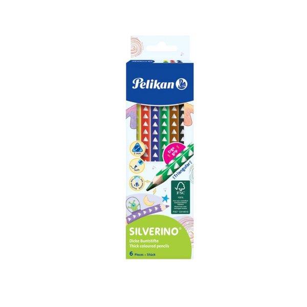 Pelikan Silverino Jumbo Üçgen Kuru Boya Kalemi 6'lı Kutu