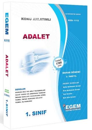 1. Sınıf Adalet - Güncel 2021 - Bahar Dönemi Konu Anlatımlı Soru Bankası - 2021 2. Yarıyıl 1112