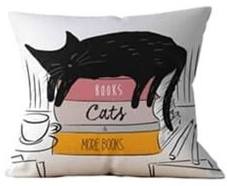 Bookstagram Yastık - Kitaplar Kediler | Bcoverart - Resim 1