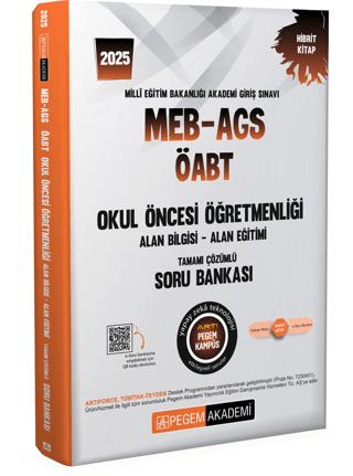 2025 MEB-AGS-ÖABT Okul Öncesi Öğretmenliği Alan Bilgisi - Alan Eğitimi Tamamı Çözümlü Soru Bankası | Pegem Akademi Yayıncılık (Ciltsiz)  - Resim 1