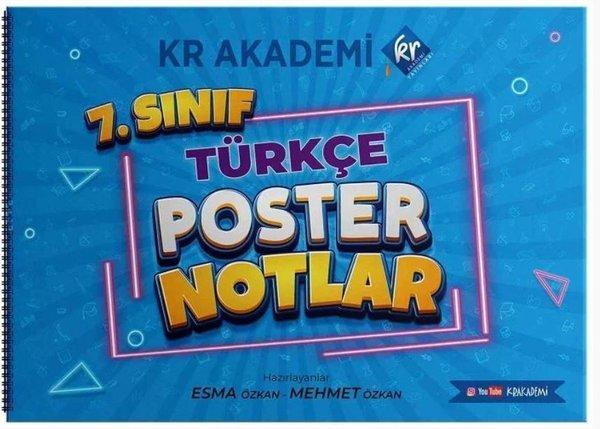 7.Sınıf Türkçe Poster Notlar | KR Akademi (İnce Kapak)  - Resim 1