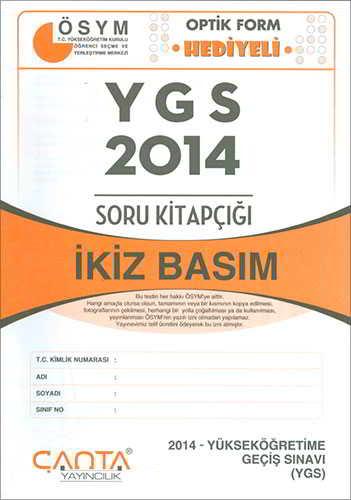 Çanta YGS 2014 İkiz Basım Soru Kitapçığı | Kampanyalı Yayınlar - Resim 1