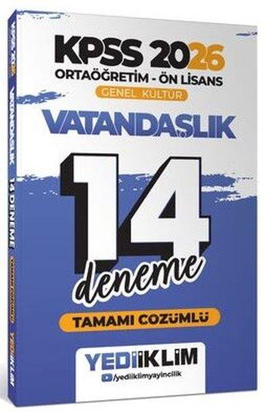 2026 KPSS Ortaöğretim Ön Lisans Genel Kültür Vatandaşlık Tamamı Çözümlü 14 Deneme | Yediiklim Yayınları (İnce Kapak)  - Resim 1