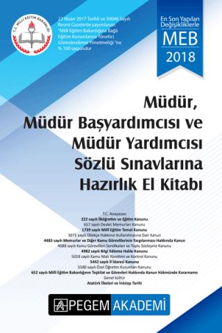 2018 MEB Müdür, Müdür Yardımcısı Sözlü Sınavlarına Hazırlık El Kitabı | Pegem Akademi Yayıncılık (Ciltsiz)  - Resim 1