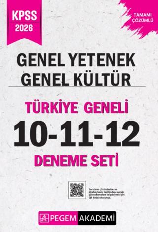 2026 KPSS Genel Yetenek Genel Kültür Tamamı Çözümlü Türkiye Geneli 10-11-12 (3'lü Deneme Seti) | Pegem Akademi Yayıncılık (Ciltsiz)  - Resim 1