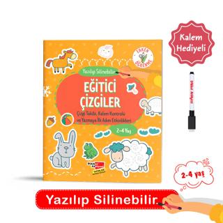 2- 4 Yaş Yaz Sil Eğitici Çizgiler Etkinlik Kitabı
