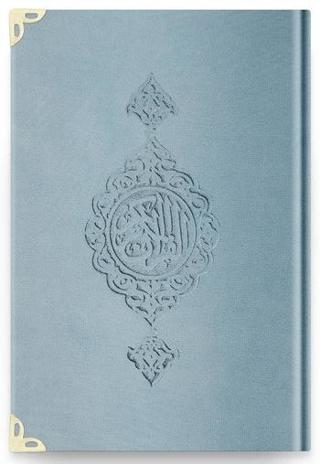 Çanta Boy Kadife Kur'an-ı Kerim (Mavi, Yaldızlı, Mühürlü) - M1 Gökyüzü Mavi | Hayrat Neşriyat (Ciltli)  - Resim 1