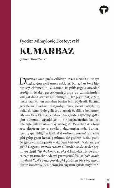 Kumarbaz | Turkuvaz Kitap (İnce Kapak)  - Resim 1