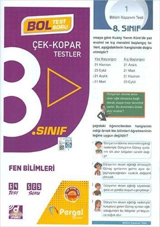 8. Sınıf 2022 Fen Bilimleri Çek Kopar Test (44 Bt-20 Üt) | Pergel Yayınları (Ciltsiz)  - Resim 1